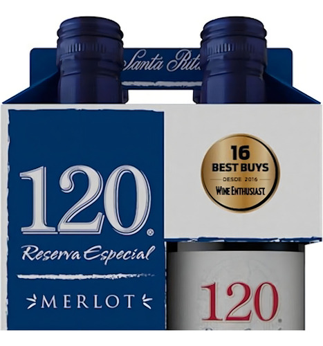 Pack De 2 Vino Tinto Santa Rita Merlot Con 4 Bot C/u De 187