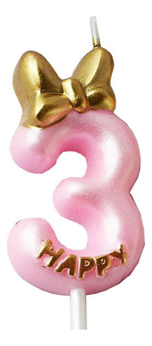 Qqyl Gold 3 Velas Cumpleanero, Rosa Tercera Vela De Cumplea