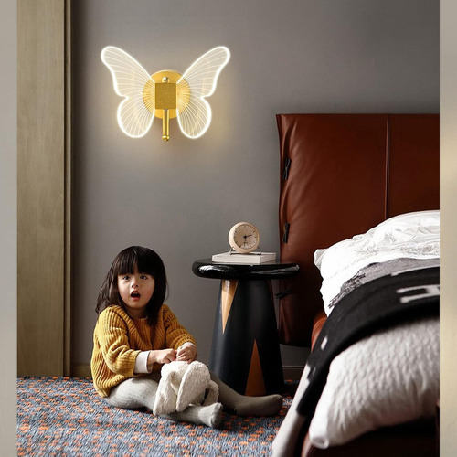 Lámpara De Pared Led Mariposa Acrílico De Noche Interior