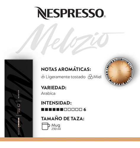 30 Cápsulas Nespresso Vertuo Melozio Bianco Doppio Vainilla