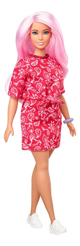 Barbie Fashionistas Muñeca #151 Con Pelo Rosa Largo Con Un.