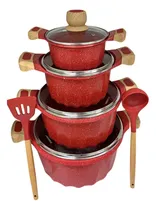 Comprar Set De Ollas Antiadherentes De 10 Pcs Color Rojo