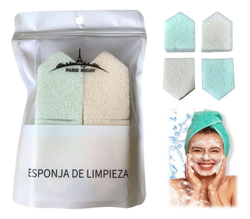 4 Esponjas De Limpieza Exfoliante Facial Rostro Paris Night
