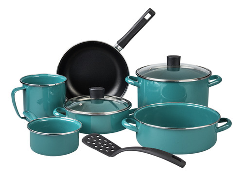 Batería De Cocina Terranova 9 Piezas Cinsa Color Verde Color Turquesa