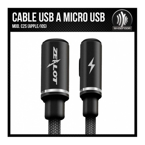 Imagen 4 de 8 de Cable Usb A Microusb Fichas L - 1 Metro - Zealot C2m