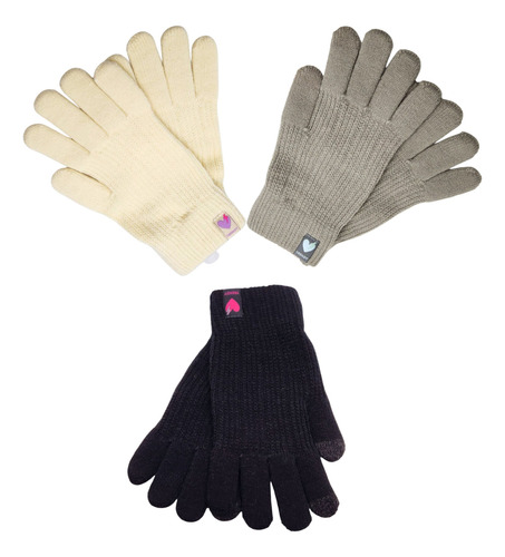 Guantes Táctil Touch Tejido De Lana Trendy Mujer Invierno Negro Liso