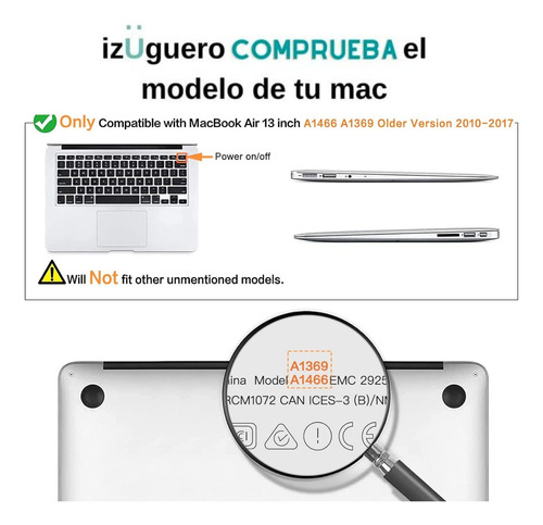 Funda Protector Case Para Macbook Air 13 A1466/a1369 Matte
