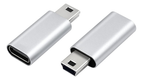 2 Adaptadores Usb C Hembra A Mini Usb Plateados