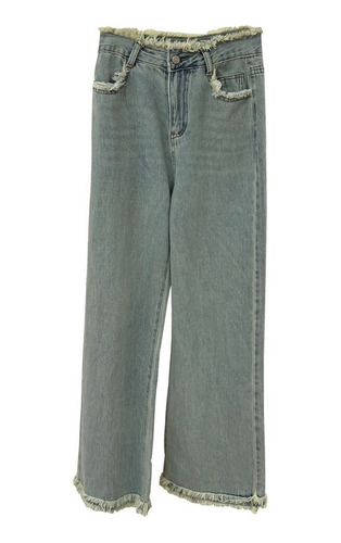 Jeans Mujer Flew Pants Cintura Alta Holgada Casual
