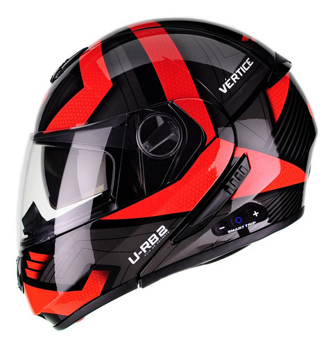 Capacete Peels U-rb2 Vértice Vermelho Smart Trip Comunicador Tamanho do capacete 58