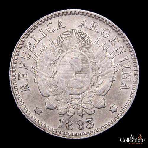 Argentina, 10 Centavos, 1883. Plata. Cj#23. 3/3 No Listado