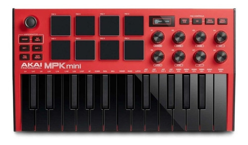 Imagen 1 de 3 de Akai Mpk Mini Mk3 Controlador Midi, Stock Inmediato. Color Rojo