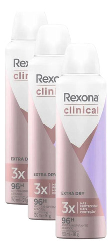Kit 3 Desodorante Rexona Clinical Feminino Extra Dry 150ml