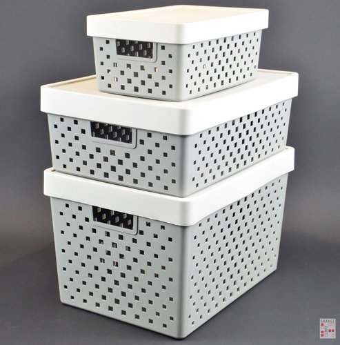 Caja Organizadora Símil Ratan Con Tapa G Calado - Garageimpo