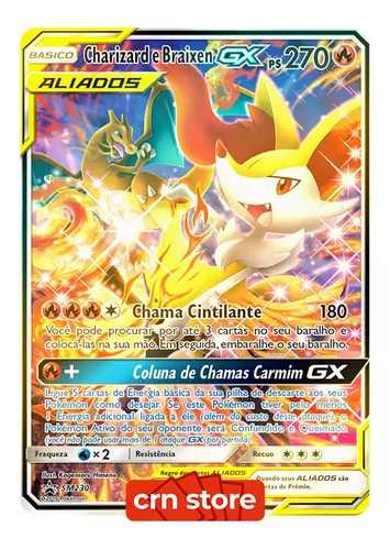 Carta Pokémon Charizard E Braixen Gx Jumbo Extra Grande