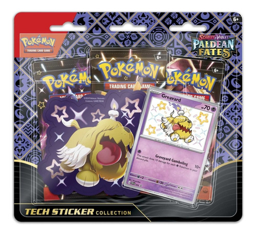 Pokemon Paldean Fates Tripack Sticker Tech Greavard Inglés