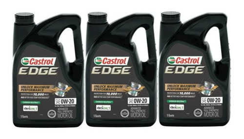 3 Garrafas Castrol Edge 0w20 Sintético 4.73 Litros
