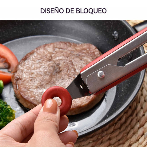 3 Pinzas De Cocina Con Espátula De Silicona Antiadherente
