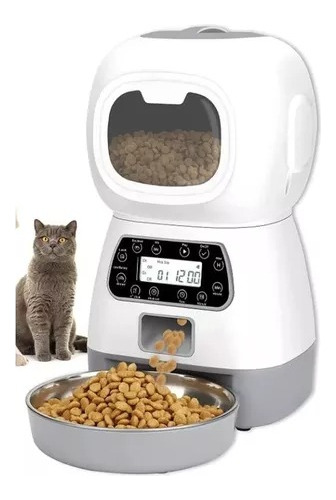 Robot Dispensador Alimento Gatos Perros  Con Voz Juguete