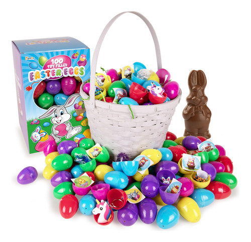 Paquete De 100 Huevos De Pascua De Plástico Con Juguetes En
