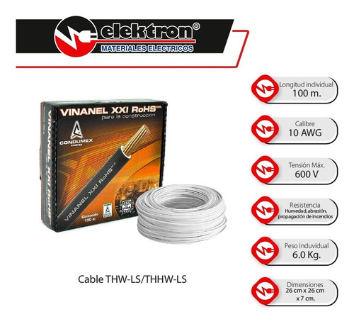 Imagen 3 de 7 de Caja 100 Mts Cable Negro Thw Cal 10 Awg Condumex Vinanel Xxi