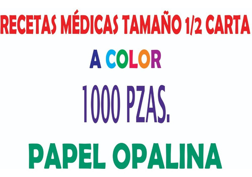 1000 Recetas Médicas O Remisiones  Papel Opalina  