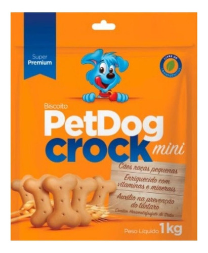 Biscoito Pet Dog Crock Mini 1kg Para Cachorro