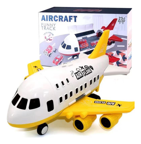 Modelo De Avión Simulado + Set De 6 Camiones De Bomberos