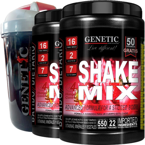 Batido Proteínas Vegano Dietético Shake Mix Shaker Genetic
