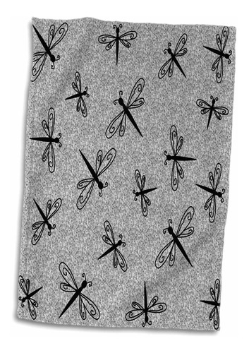 3d Rose Dancing Dragonflies On Grey Granite Print Twl_1...