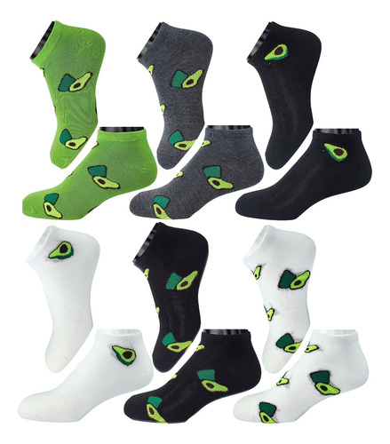  Medias Tobilleras Aguacates Avocado Unisex Pack De 6 Pares