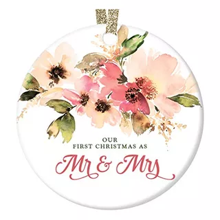 Mr Mrs Christmas Tree Ornament Gift Pretty Flowers Cerã...