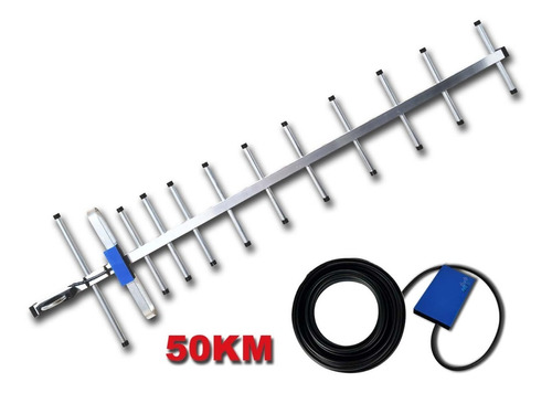 Kit Amplificador Antena 35dbi 4g + Inductor + 10mc + 50km 