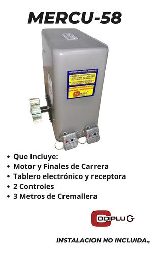 Motor Codiplug Mercu 58 Portón Eléctrico 110/220v, 600kgs 