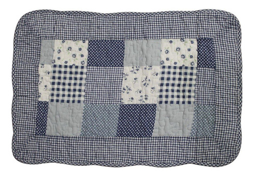 Tapete Patchwork Floral Azul 100% Algodão 61x42 Cm