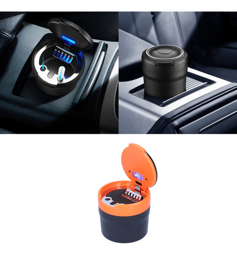 Contenedor De Cenicero Para Automóvil Luz Led Azul Sin Humo
