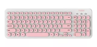 Kit de teclado y mouse inalámbrico Noga S5600 Español Latinoamérica de color blanco y rosa