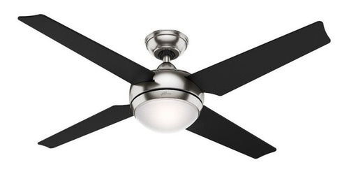 Ventilador de teto Hunter Sonic brushed nickel com 4 pás cor  black, 52" de diâmetro 220 V