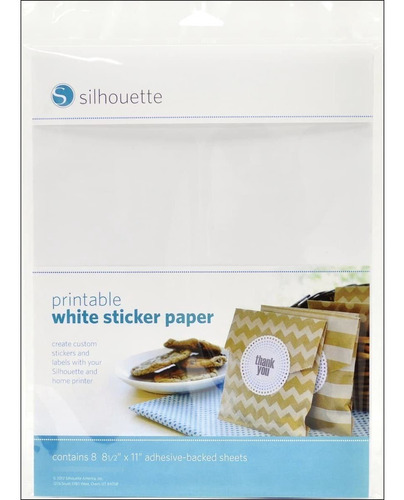 Silhouette - Papel Blanco Adhesivo Para Imprimir., Blanco, P