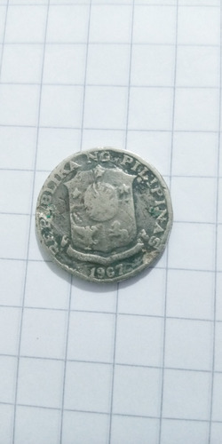 $ 25 Séntimos Moneda Philipinas Año 1967, Cu.ni., Usada.