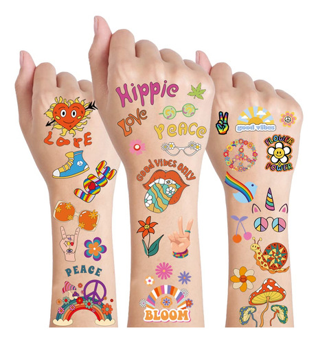 Pegatinas Hippie De Tatuajes Para Nios Y Mujeres, Hippie Sur