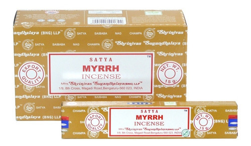 Sahumerios Satya Nag Champa - 12 Unidades Fragancia Myrrh