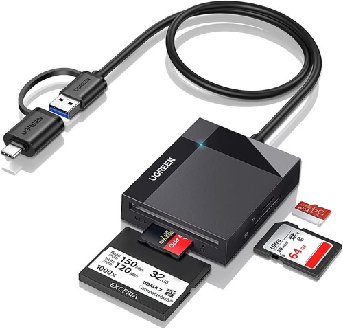 Lector Tarjetas Usb-c/usb 3.0 Adaptador Hub 4 Puertos Tf Sd