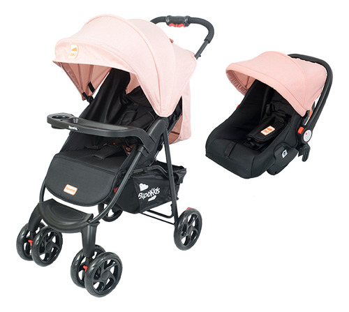 Coche Paraguita Bebe Infantil Cuna Reforzado Con Huevito Color Rosa Claro Bipo Kids