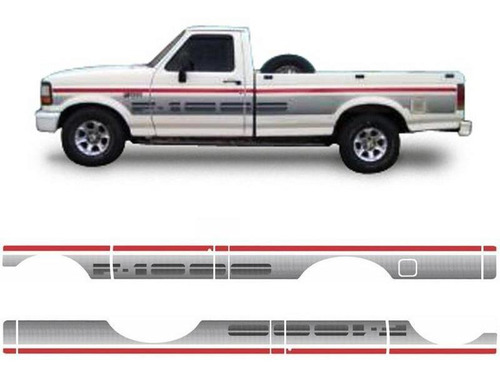 Kit Faixas/adesivos Ford F1000 93 Ss Caçamba Estendida Prata