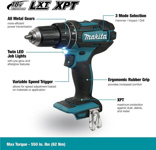 Rotomartillo 1/2 Inalámbrico 18v (sin Batería) Makita Dhp482