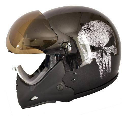 Capacete Peels F21 Caveira Justiceiro Custom Com Queixeira Cor Preto Tamanho do capacete 58