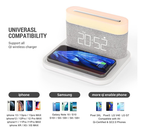 Imagen 3 de 5 de Reloj Despertador Digital Con Lampara De Noche Led Cargador