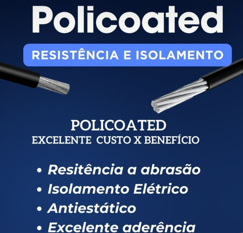 100mt Cabo Aço 1/8 6x19 Preto Policoated Academia Resistente