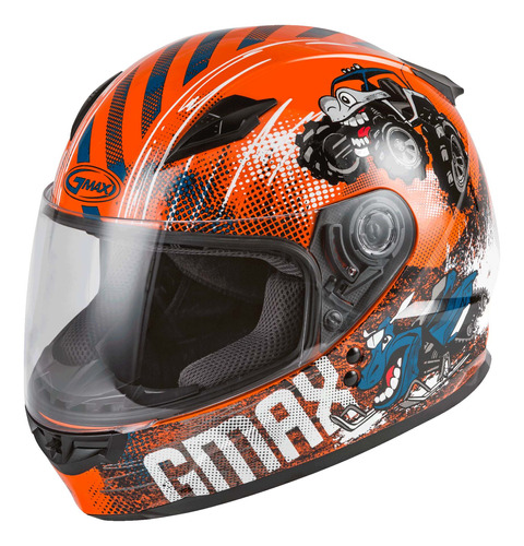 Casco Gmax Niño Gm-49y Beasts Full-face Naranja/azul/gris